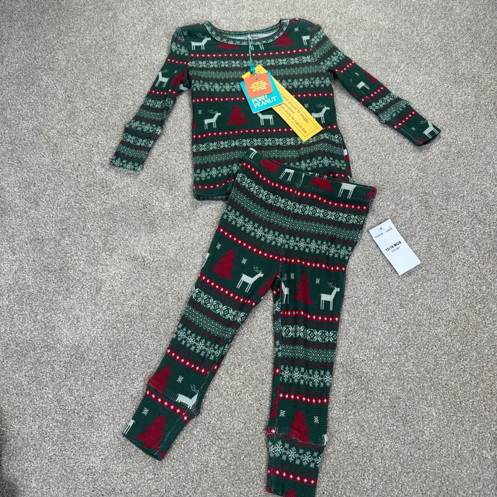 Posh Peanut Kids Christmas Pajama Bamboo Reindeer Tree Long Sleeve Pants 12-18M‎